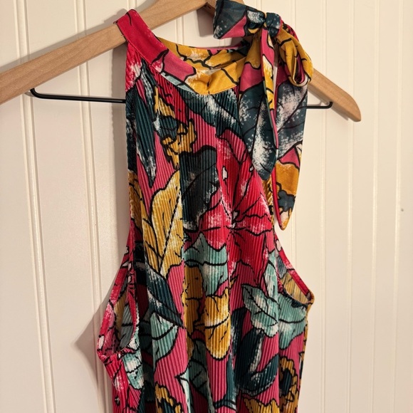 Anthropologie Maeve Women’s Floral Pleated Accordian Sheer Tank Top Size Large - Picture 2 of 11